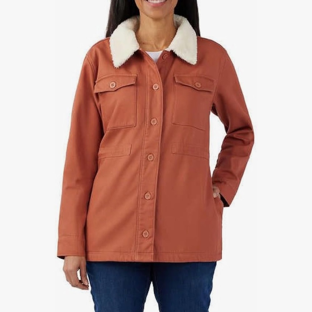 Hang Ten Womens Utility Jacket with Sherpa Collar in Copper